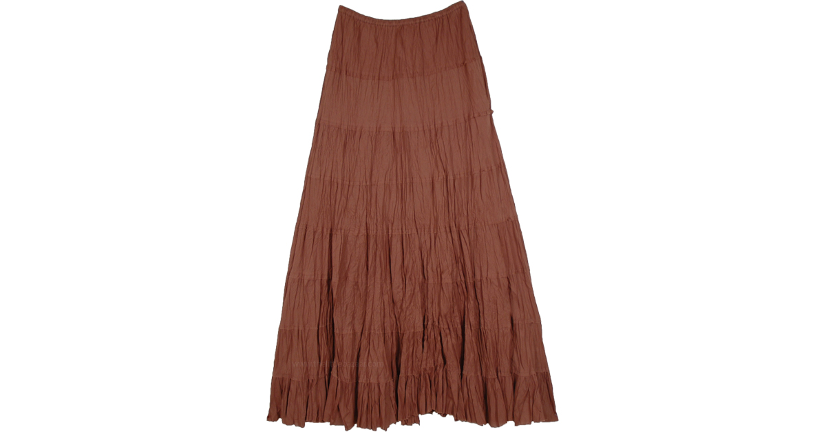 Brown Festival Earthy Goblincore Tiered Long Skirt | Brown | Tiered ...