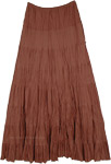 Traditional Tiered Brown Skirt in Pure Cotton [8839]