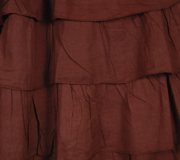 Cinnamon Brown Ruffled Cotton Maxi Skirt