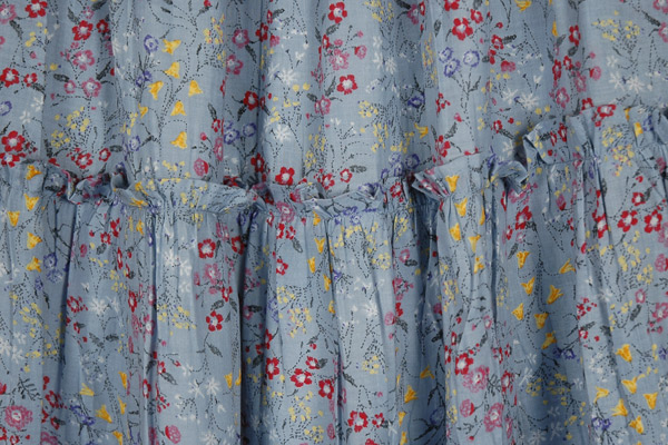 Powder Blue Summer Tiered Cotton Country Skirt