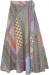 Soft Cotton Wrap Skirt with Multicolored Various Prints [8860]
