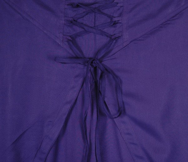 Open Leg Purple Overlap Pants with Front Tie Up Lace