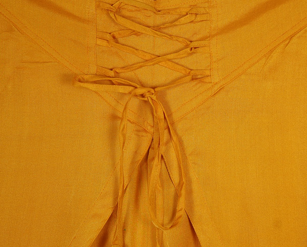 Majestic Mustard Open Leg Front Tie Overlap Pants