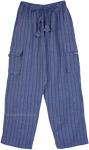 Unisex Bohemian Striped Street Pants in Meadow Blue