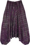 Striped Purple Cotton Unisex Aladdin Drop Crotch Pants [8936]