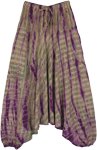 Striped Purple Cotton Unisex Aladdin Drop Crotch Pants [8937]