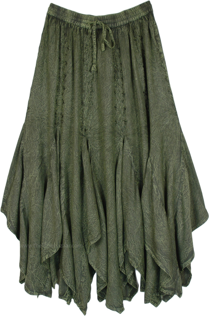 Olive Bloom Western Style Womens Green Skirt