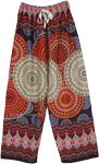 Big Floral Mandala Print Wide Leg Multicolored Pants [8964]