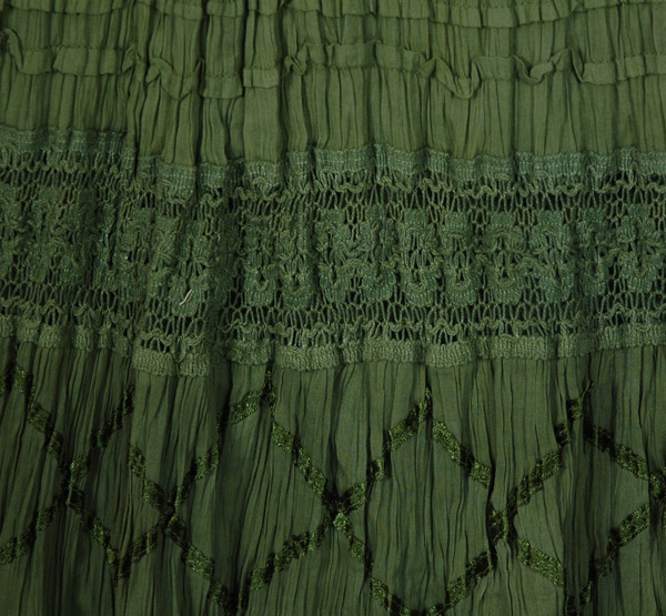 Ombre Forest Crinkled Cotton Midi Skirt