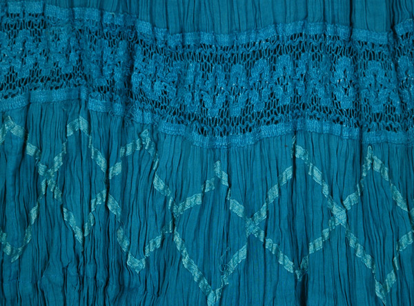 Curious Blue Crinkled Cotton Midi Skirt