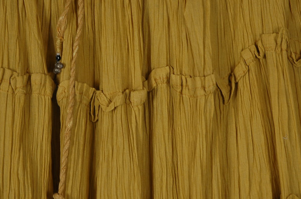 Mustard Crinkled Broomstick Tiered Midi Skirt