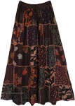 Ebony Midnight Beauty Patchwork Patterned Long Skirt