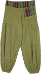 Unisex Harem Pants in Olive Green with Waist Pouch Pocket [9013]