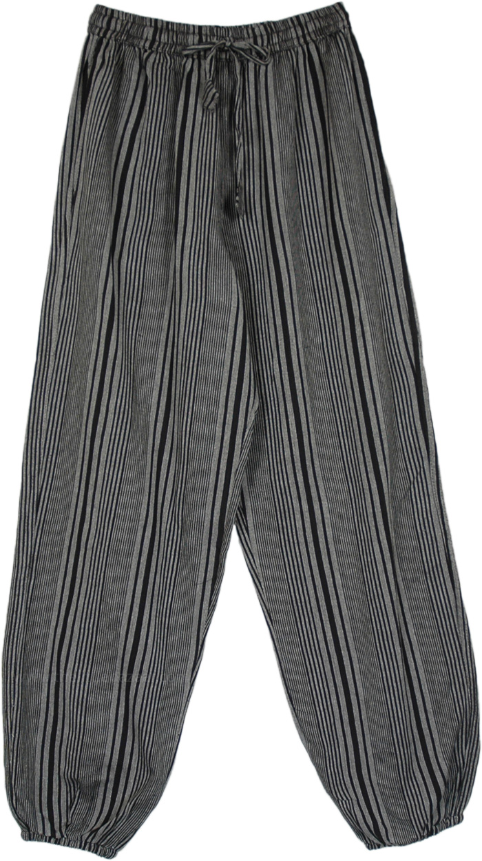 Grey Black Striped Harem Pants with Pockets | Grey | Split-Skirts-Pants ...