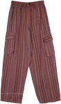 Elastic Drawstring Waist Vertical Stripes Cotton Beach Trousers  [9023]