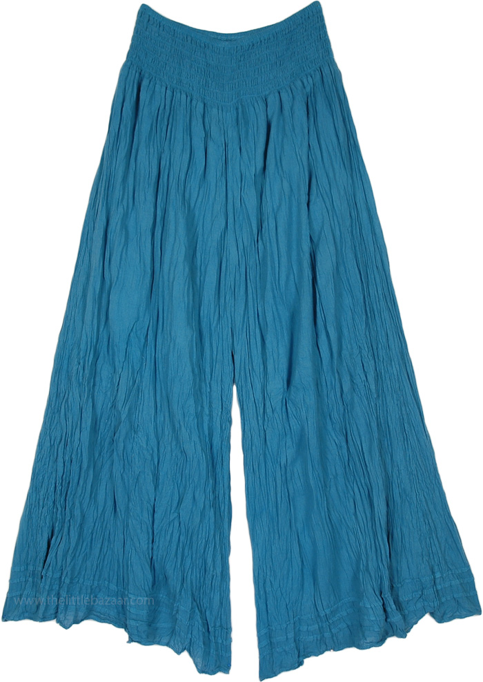 Shirred Waist Woven Wide Leg Beach Pants