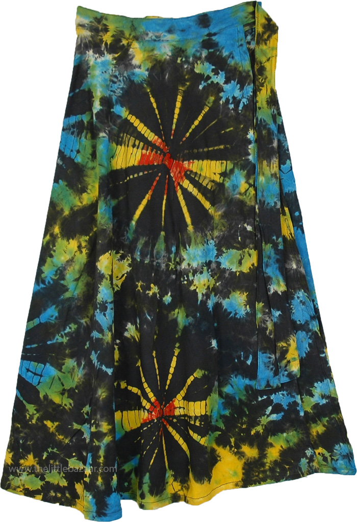 Festive Fireworks Tie Dye Cotton Petite Wrap Skirt