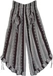 Flared Hem Tribal Style Calf Length Culotte Pants [9064]