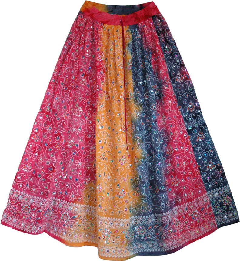 Tricolor Sequined Skirt