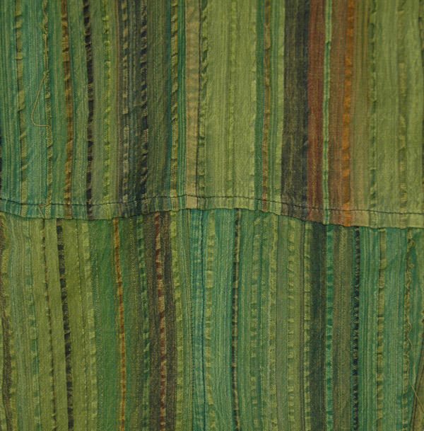 Short Petite Seaweed Striped Bohemian Cotton Pants in Shaded Green