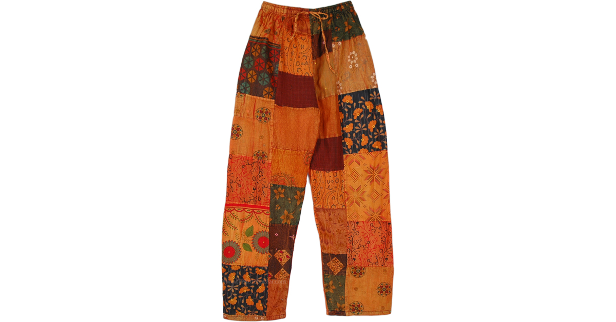 Fiery Phoenix Unisex Bohemian Patchwork Pants | Multicoloured | Split ...