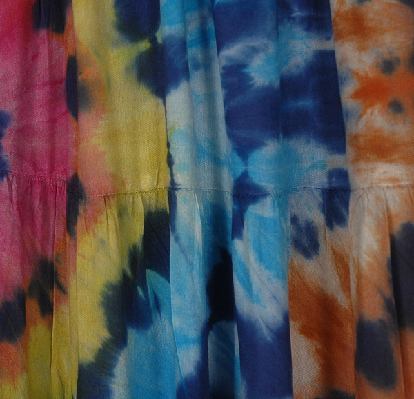 Colorful Seismic Tie Dye Long Hippie Skirt