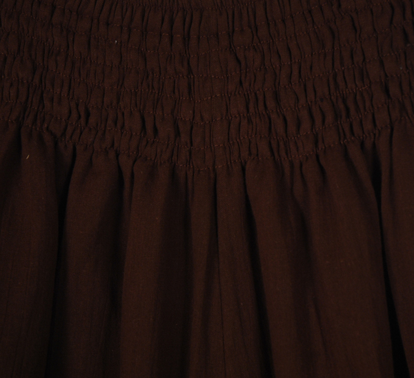 Dark Coffee Brown Palazzo Pants with Smocked Waist