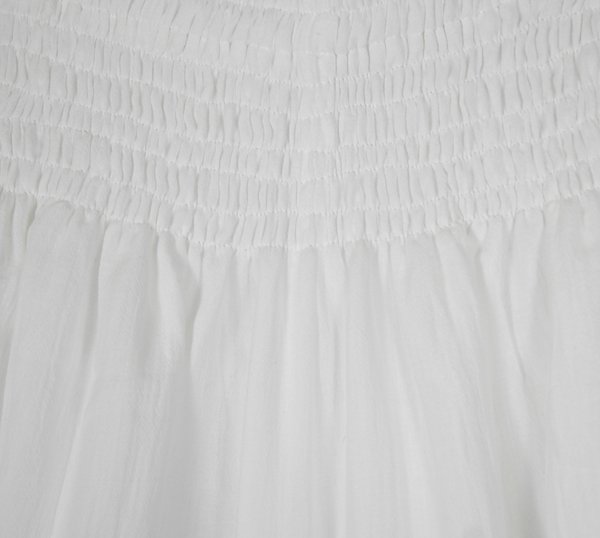 Frothy White Palazzo Pants with Smocked Elastic Waist