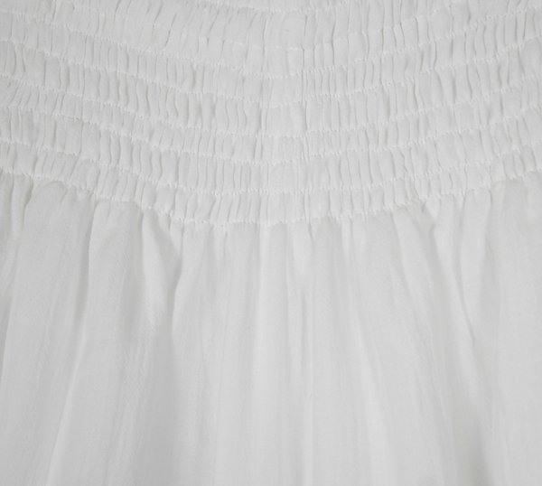 Frothy White Palazzo Pants with Smocked Elastic Waist