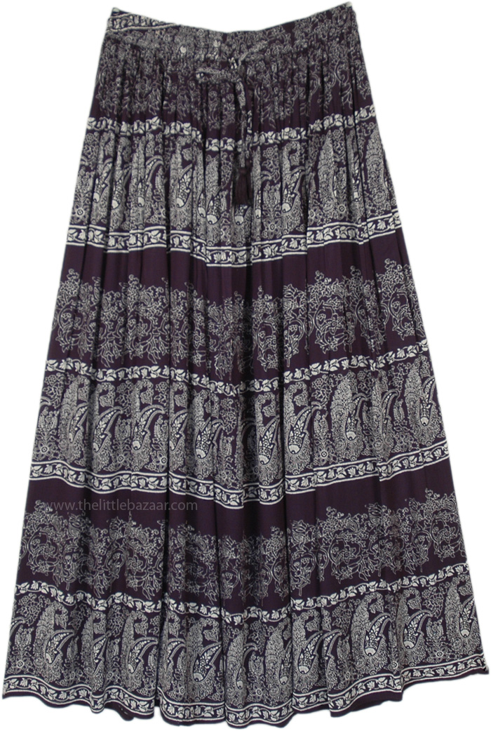 Monochrome Fine Paint Long Boho Skirt