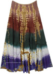 Autumnal Ombre Tie Dye Boho Maxi Skirt