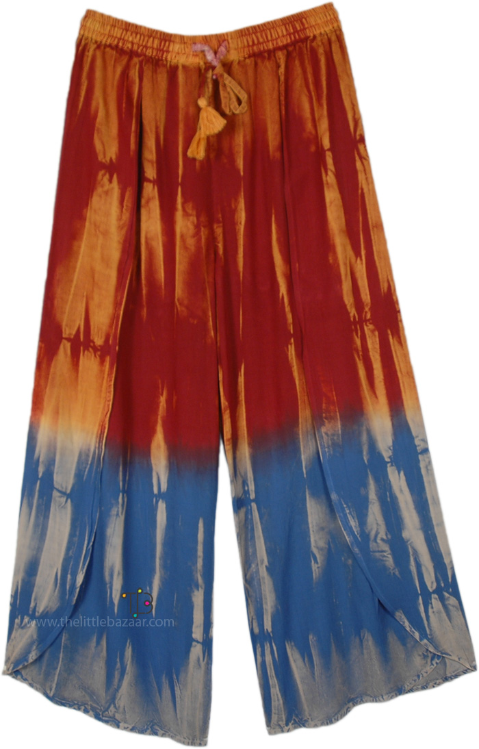 Ocean Cliff Tie Dye High Front Slit Pants