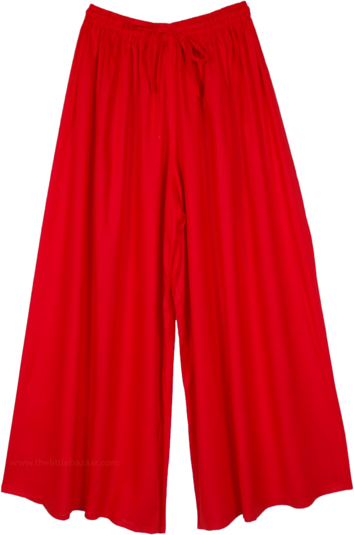 Vibrant Vibe Bright Red Wide Leg Lounge Pants