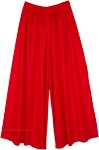 Passionate Red Rayon Palazzo Loose Fit Pants [9170]