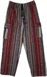 Eastern Bohemian Heavy Cotton Material Unisex Trousers with Vertical Stripes  [9171]