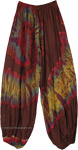 Tall Hippie Beach Pants with Elastic Waist and Tie Dye Swirl [9182]