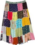 Boho Chic Multicolored Patchwork Bohemian Skirt with Square Dori [9183]