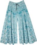 Sea Blue Wide Leg Ethnic Style Palazzo Pants