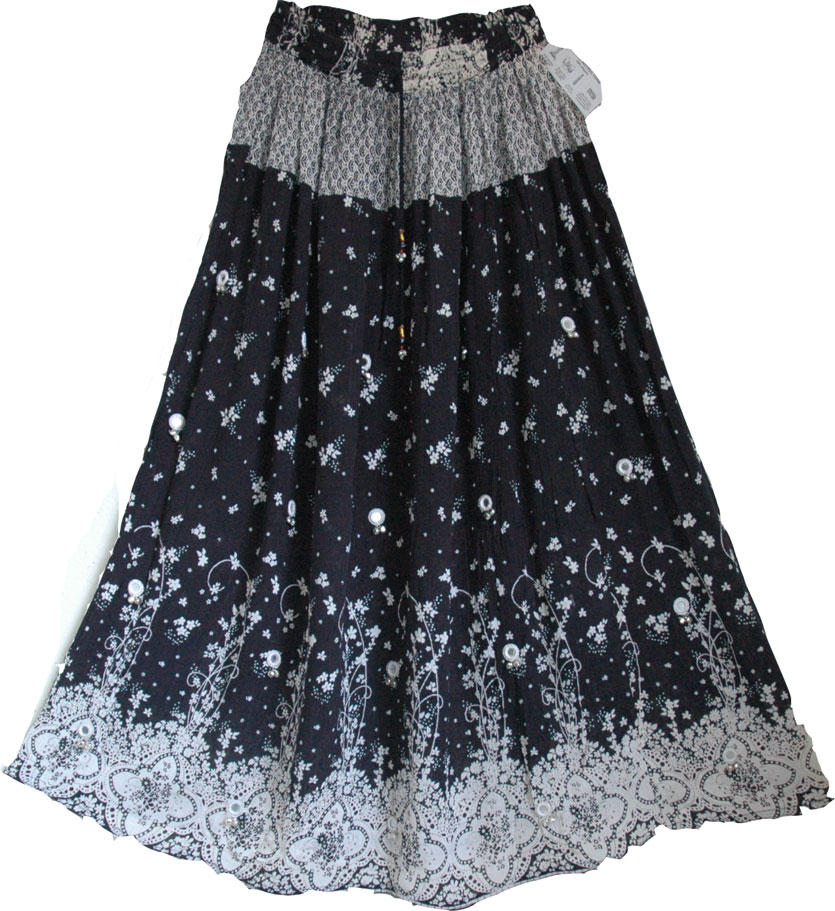 Black White Bohemian Skirt