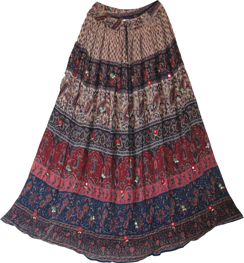Gypsy Long Skirt w/ Flower Print