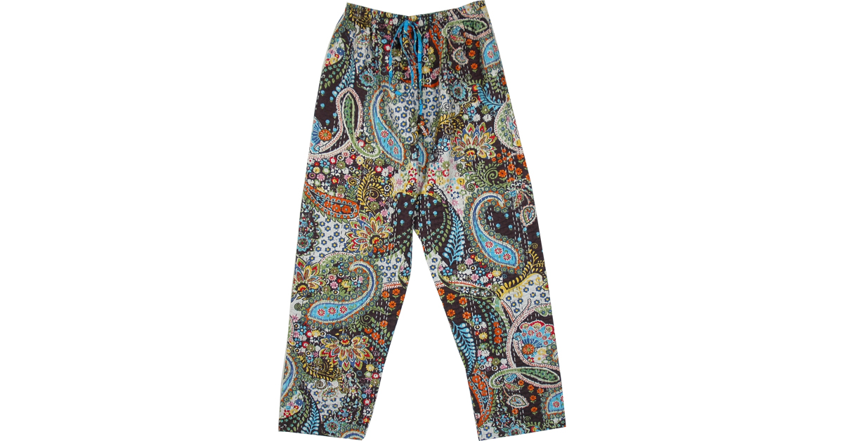 Paisley Garden Threadwork Full Bodied Pants | Multicoloured | Split ...