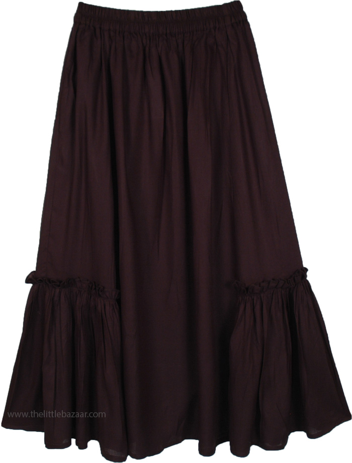 Chic Black Bohemian Flowy Tiered Skirt