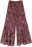Purple Floral Pants with Flare [9287]