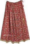 Long Cotton Skirt with Ethnic Printed Floral Motifs [9289]