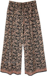 Rosewood Red Straight Pants with Golden Elephant Print