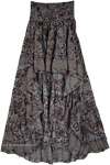 Ash Grey Flows High Low Smocked Skirt with Tiers