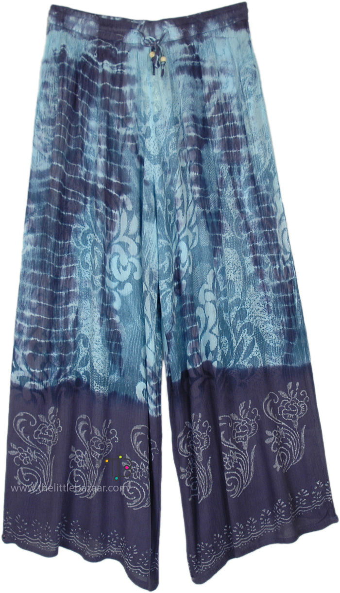 Navy Skies Flowy Hippie Tie Dye Long Pants