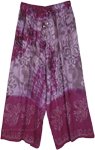 Purple Hippie Hues Floral and Tie Dye Flowy Casual Pants [9309]