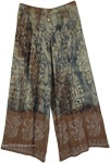 Brown and Beige Hippie Floral Pants with Drawstring [9310]