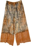 Brown and Beige Hippie Floral Pants with Drawstring [9311]